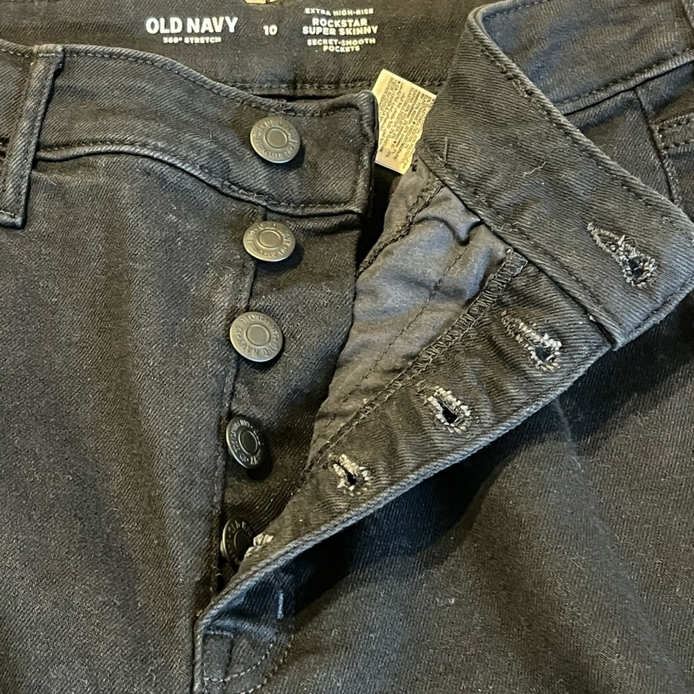 Women’s Old Navy Y2K Black Extra High Rise Rockstar Super Skinny Jeans. Size 10 - Picture 8 of 16